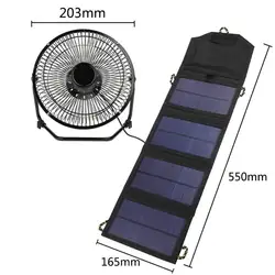 8 дюймовое железо USB Вентилятор охлаждения с 7 Вт складной с питанием от солнечной панели Powerbank для дома офиса улицы Путешествия Рыбалка