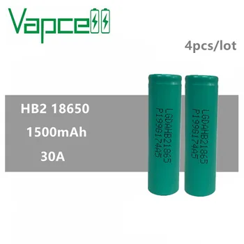 

4pcs 100% original VAPCELL 18650 1500mah 30A for LG lithium rechargeable battery HB2 brand cell li-ion batteries