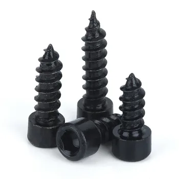 

50pcs Free Shipping M2 M2.6 M3 M3.5 M4 Carbon Steel With Black Hexagon Socket Cap Head Self Tapping Screw Model Screw