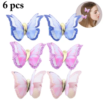 

3 Pairs Fairy Fake Butterfly Hairpin Woodland Party Favor Kid Barrette Cute Theme Party Girls Animal Flying Butterfly Hair Clip