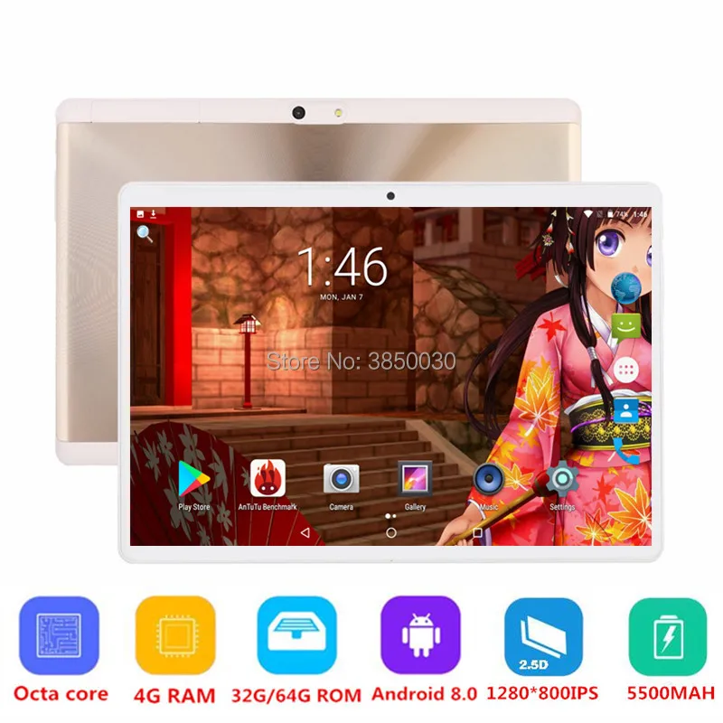  2019 Tablet 10 inch Octa Core 4GB RAM 64G ROM Android 8.0 3G 4G FDD LTE Unlocked Phone Call Tablet 