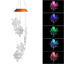 Светодиодный, солнечный, меняющий цвет, ангел, кукла в форме колокольчика, украшение для дома и сада, ветряные колокольчики