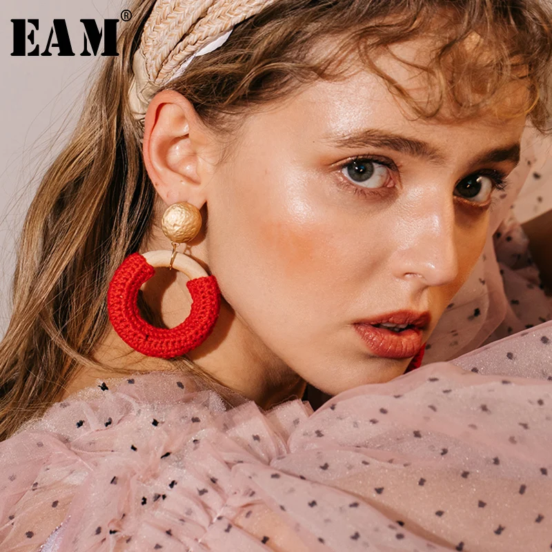 

WKOUD EAM Jewelry / 2019 New Fashion Japanese And Korean Temperament Red Circle Drop Earrings Women's Accessories S#R1710