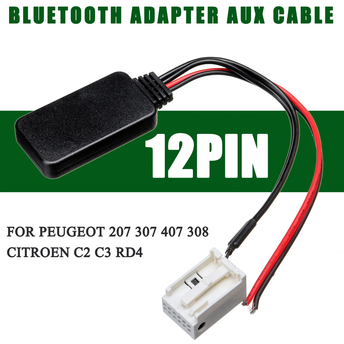 

Car 12Pin Bluetooth Module Wireless Radio Stereo AUX-IN Aux Cable Adapter For Peugeot 207 307 407 308 For Citroen C2 C3 RD4