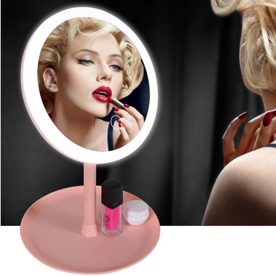 

Led Portable Mirror Light Beauty Makeup Mirror Table Light Touch Screen Magnifier Desktop Countertop Bright USB Cable or Battery