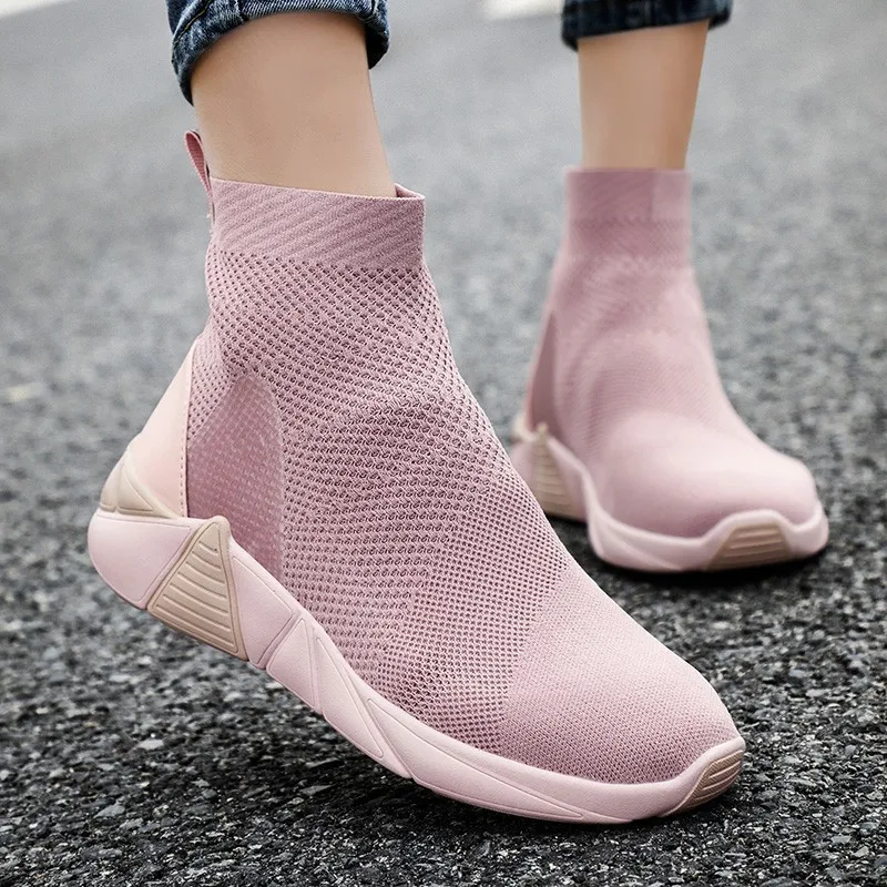 

New High Top Sneakers Women Glitter Ankle Boots Sock Running Shoes Unisex Chunky Zapatos De MuJjer Sports Men Zapatos de hombre