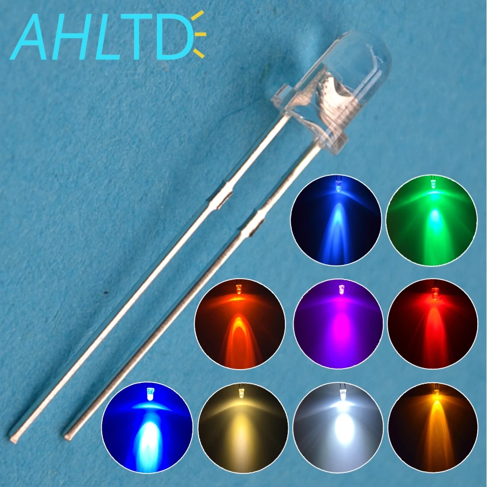 

1000pcs F3 3mm Round White Red Yellow Blue Green Bright Light Emitting Diode Assortment Kit Bulb Led Lamp Electronic component