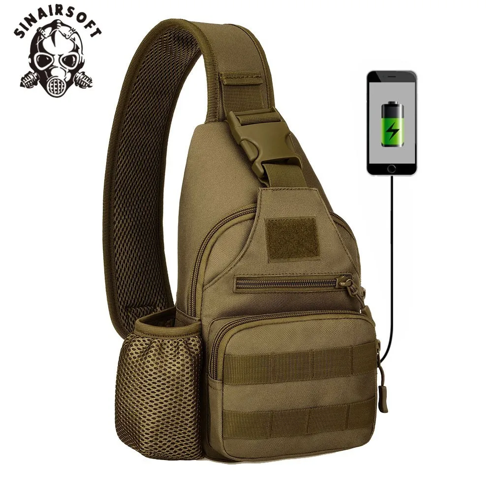 SINAIRSOFT USB нагрудная сумка на одно плечо рюкзак для кемпинга Военная тактическая спортивная сумка для отдыха на открытом воздухе походная армейская Mochlia Camo