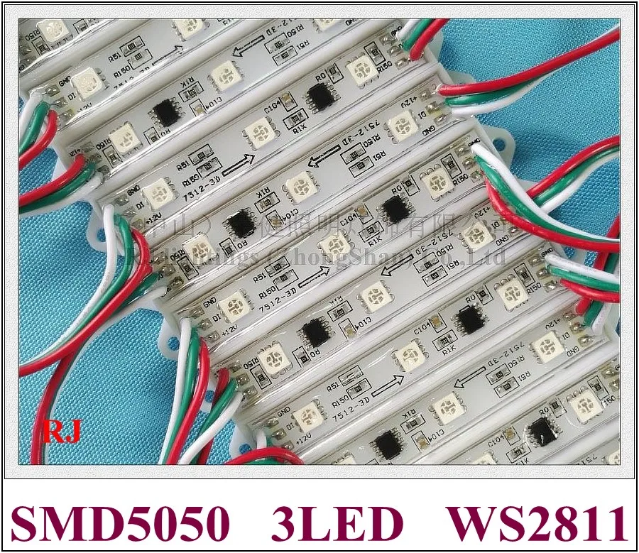 WS2811 RGB светодиодный модуль SMD 5050 Светодиодный задняя подсветка для знака SMD5050 DC12V 3 светодиодный 0,72 W WS 2811 IP66 водонепроницаемый CE ROHS