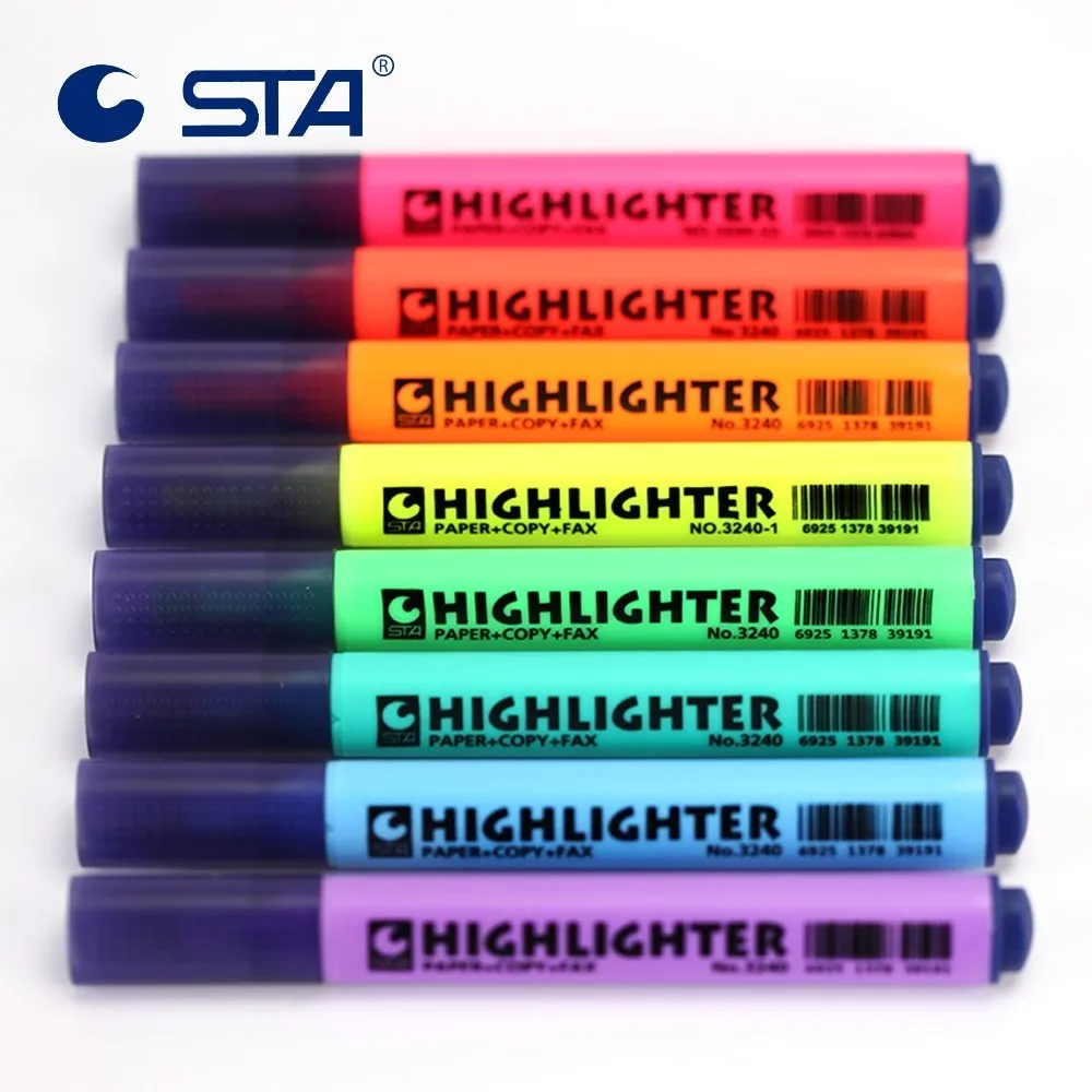 

STA Candy Color Highlighters Marker Pen 8 Colors Fluorescent Markers for Student Notebook Mark Painting Design