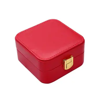 

1 Pc Faux Leather Portable Travel Red Jewelry Organizer Storage Case Display Box for Earrings Necklace Rings