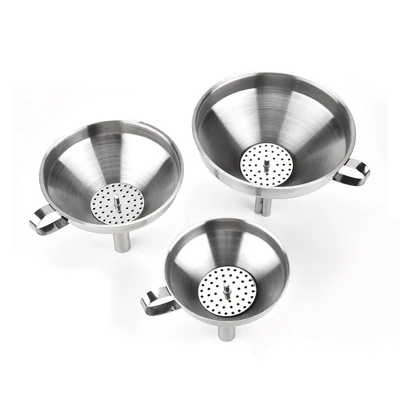 

Stainless Steel Funnel For Honey Wine Essential Oil Liquid Powder Removable Funnel with Detachable Strainer Filter Kitchen Tool