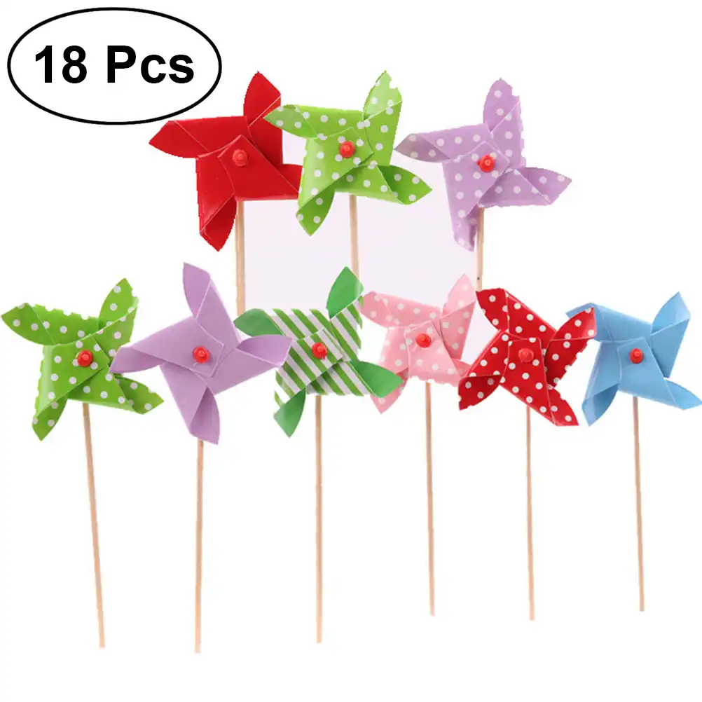 18pcs Lovely Mini Plastic Windmill Pinwheel Wind Spinner Kids Toy Windmill Pinwheel Wind Spinner Kids Toy