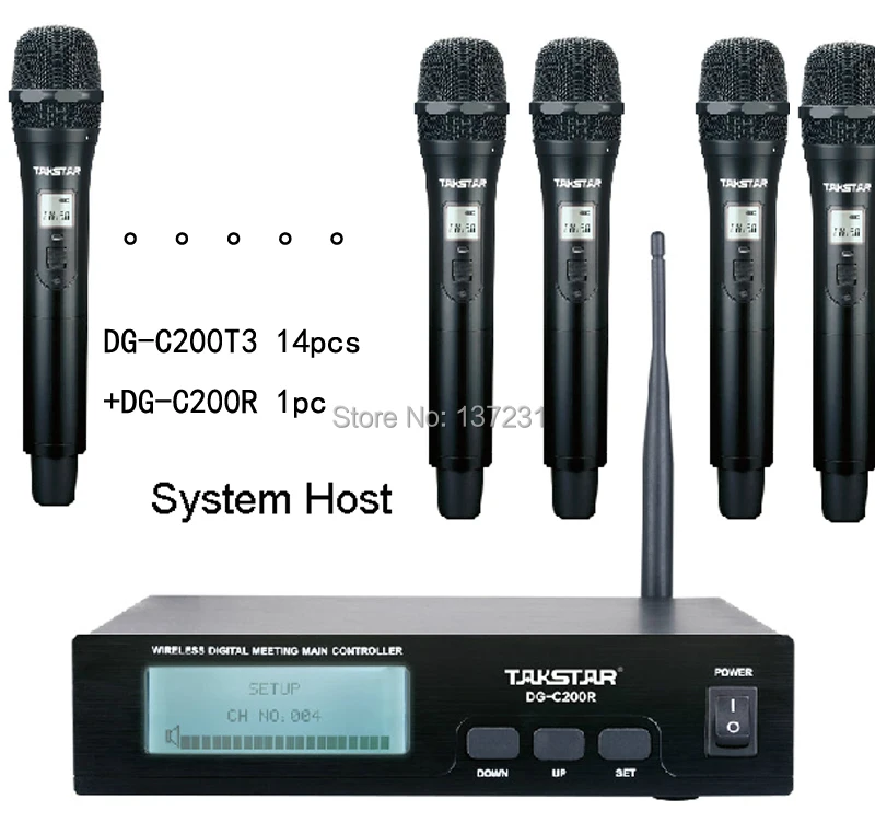 Новая портативная микрофонная система Takstar DG-C200R для 14 человек 2 4G Цифровая