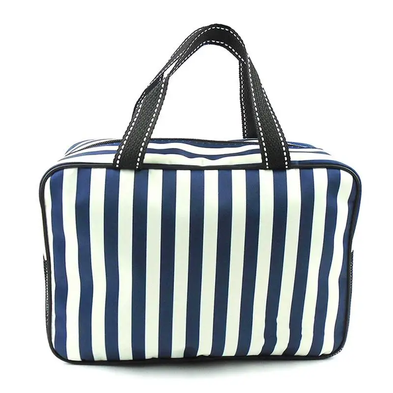 

Travel Bag Waterproof Large Capacity Oxford Zipper Striped Wash Bath Bag Casual Simple Bag