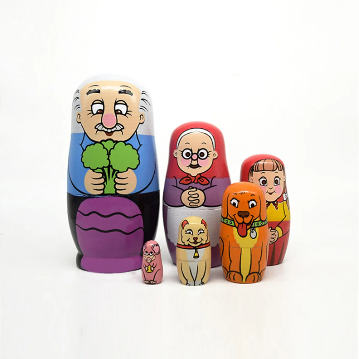 6PCS Matryoshka Nesting Dolls Wooden Russian Doll Model Decoration Home