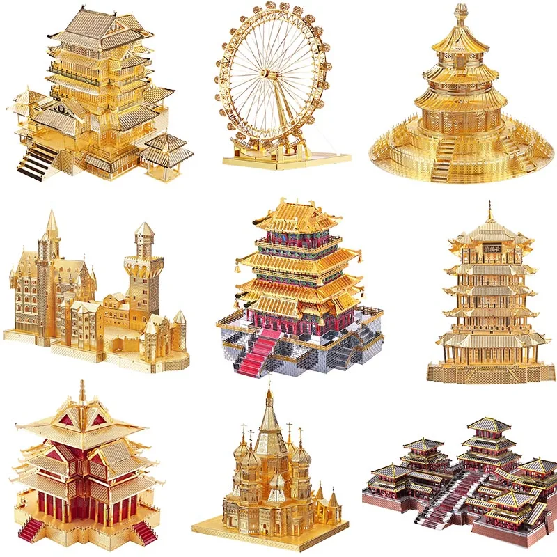 

Piececool 3D Metal Puzzle Toy Assembly Building Kits DIY Architecture Model Eiffel Tower White House Funny Toys For Kids Gift