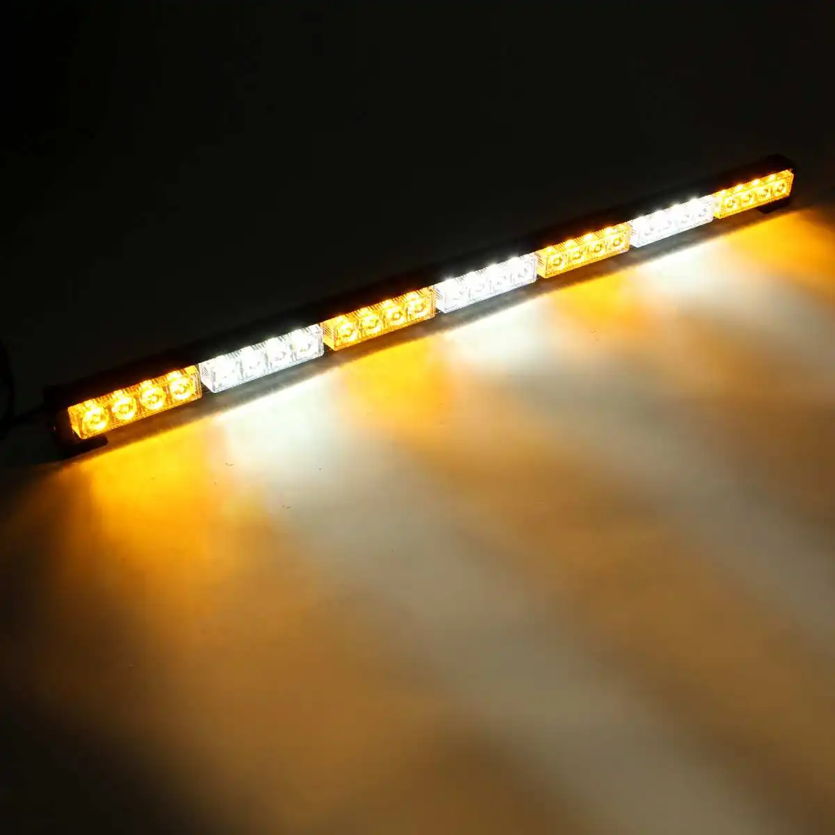 Autoleader Universal 12V 28LED Car Warning Light Bar Flash Strobe Lamp Amber&White Emergency Beacon Car Lights Signal Lamp