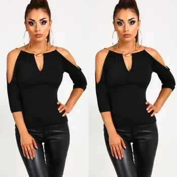 

2018 Women's Loose Summer Chiffon Casual Bare Shoulder Blouse Shirt Tops Fashion Blouse