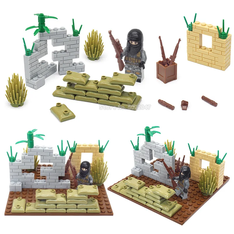 

World War 2 Military Moc City Battlefield Building Blocks Defensive Battle Figures Mini Weapons Gift For Boy Toy With Legoinglys