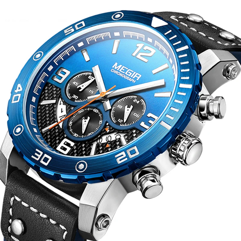 

2018 Meigel Men'S Sports Watch Waterproof Large Dial Luxury Military Multi-Function Chronograph Luminous Quartz Watch