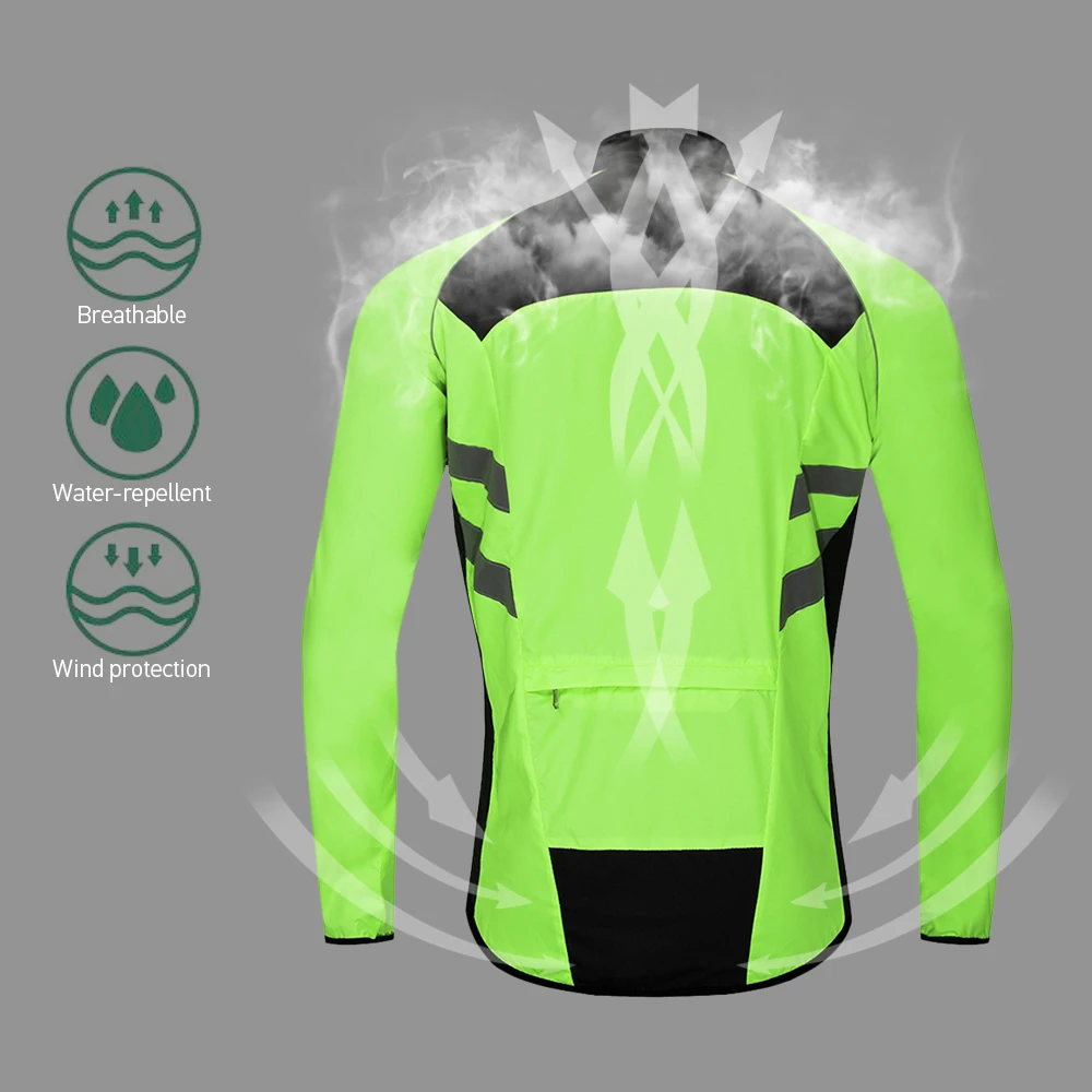 

Women Men's Cycling Jacket Highly Visible Reflective Bike Bicycle Riding Long Sleeve Coat Outdoor Windproof Sports Jacket