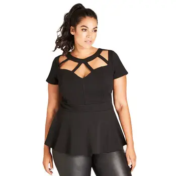 

Summer Wear Short Sleeve Solid Color Casual Hollow Out Suit-dress T Shirt Women