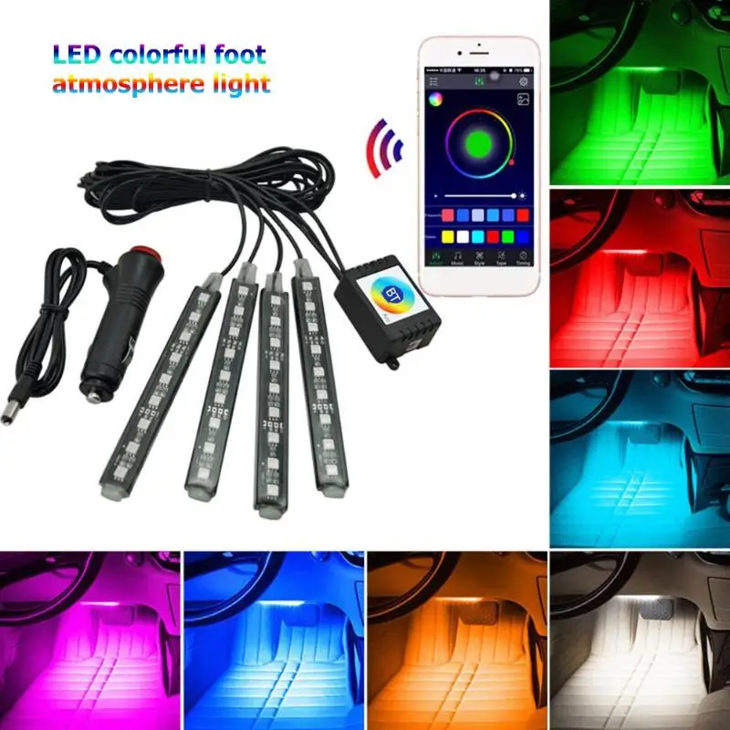 DC 12V SMD5050 RGB LED Гибкий свет Водонепроницаемый Автомобильный интерьер Footwell