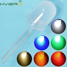 50 шт. белый красный зеленый синий желтый 10 мм Диодная лампа ультра яркий рассеянный 5-6 в 8000MCD 1,9~ 3,4 в светодиод светодиодный светильник