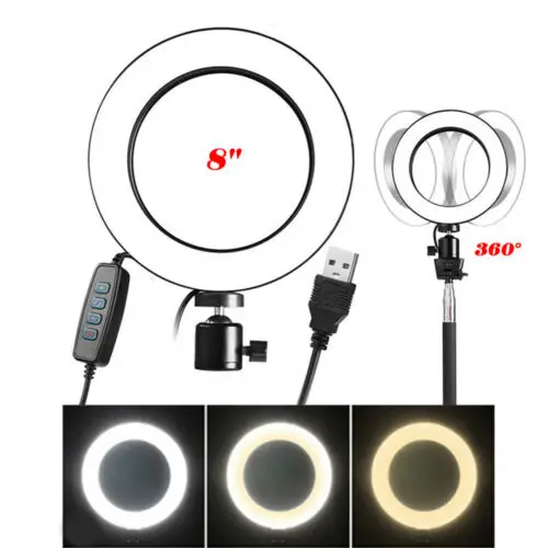 

8" LED Light Ring Light Lamp for Camera Phone Make up youtube Live Studio