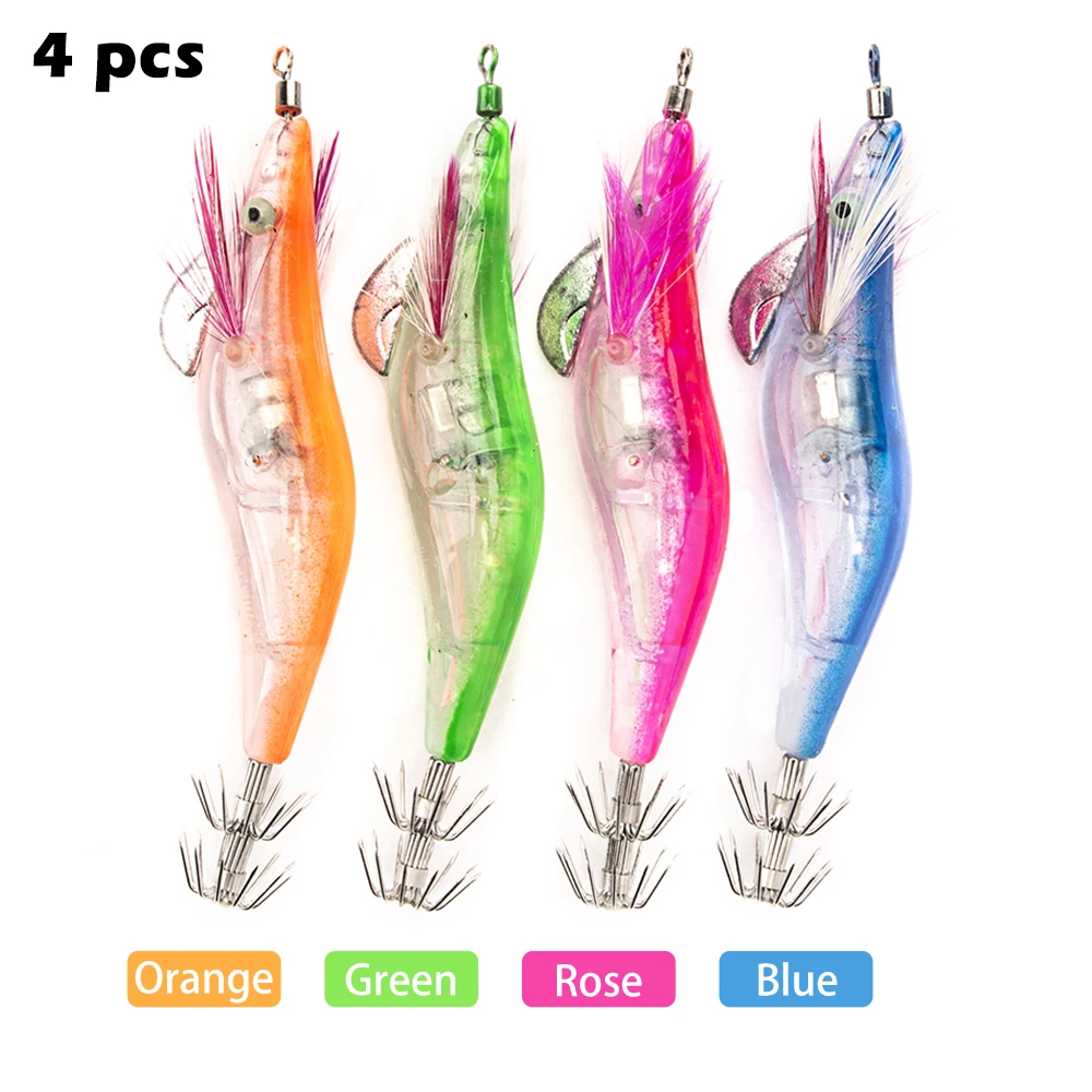 Fishing Lure Fake Shrimp Squid Jig Wood Bait Hard Bait Fishing Wobbler