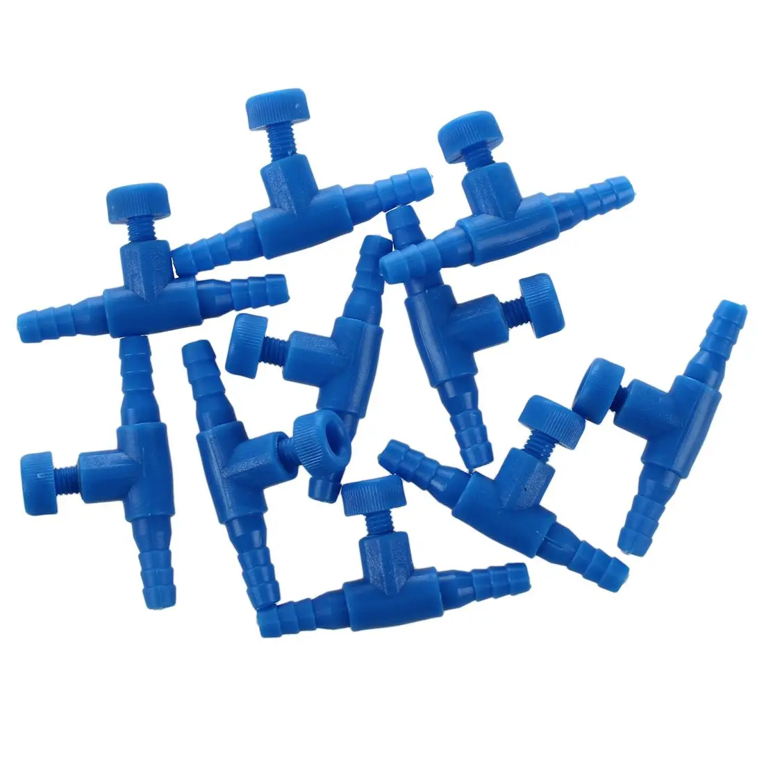 

Fashion- 10 Pcs Blue Plastic 2 Way Aquarium Fish Tank Air Pump Control Valves