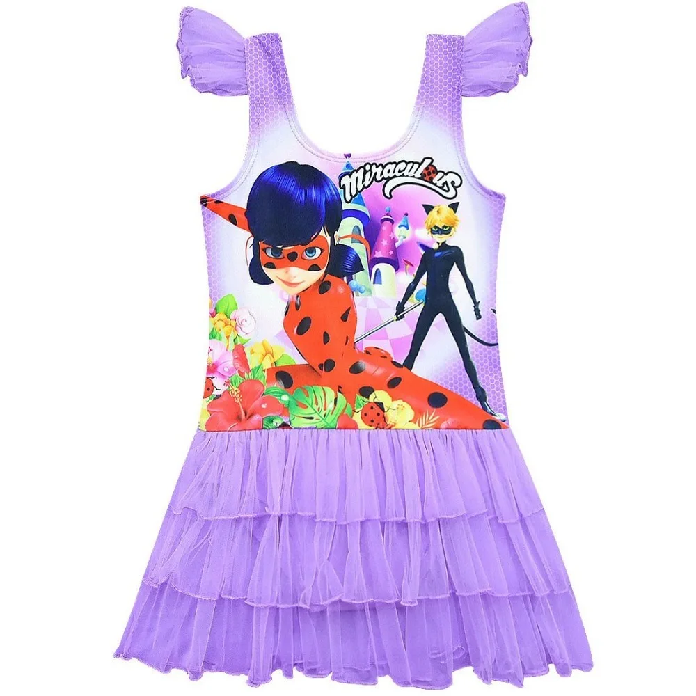 

Girl Ruffle Sleeve Chiffon Swimsuit Ladybug Cosplay Costumes Girls Beachwear Fancy Party Dress Kids Bikini Cosplay Swimwear