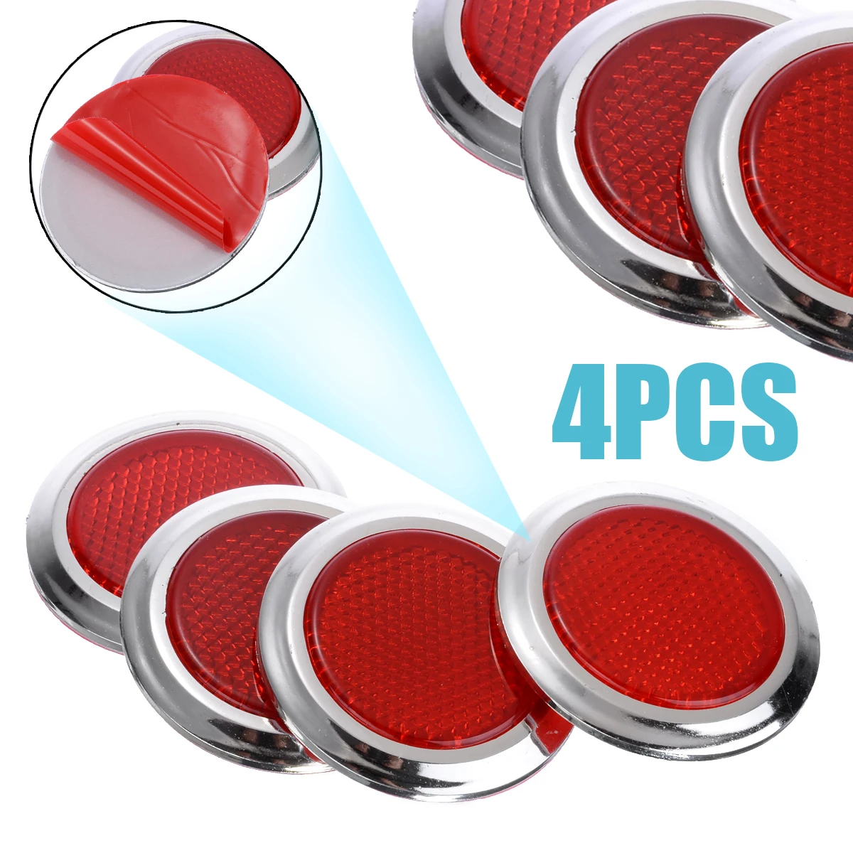 

Mayitr 4pcs Plastic Round Red Car Reflector Reflective Sticker Self Adhesive 53.5x7mm For Auto Motorcycles Trailers