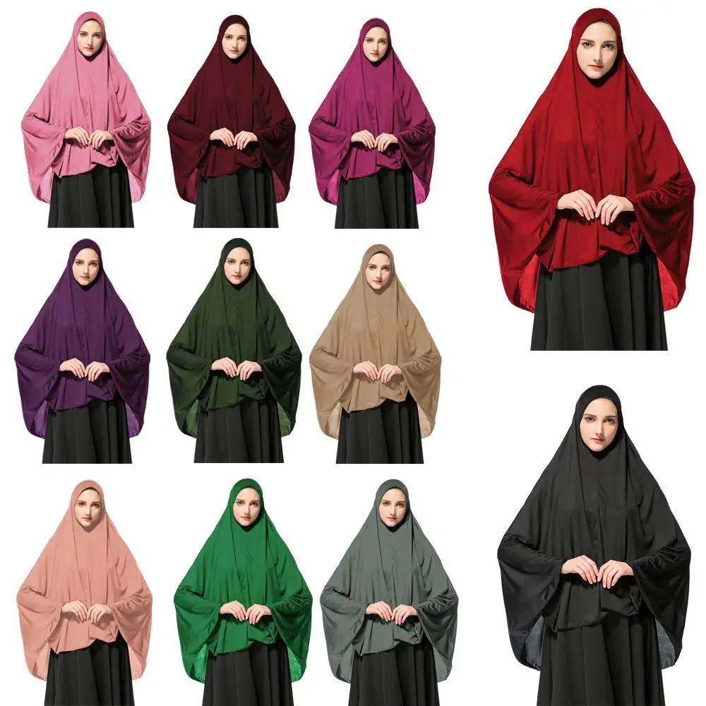 

Muslim Women Prayer Garment Hat Long Scarf Hijab Islamic Large Overhead Shawl Clothes Ramadan Plain Full Cover Turban Headscarf