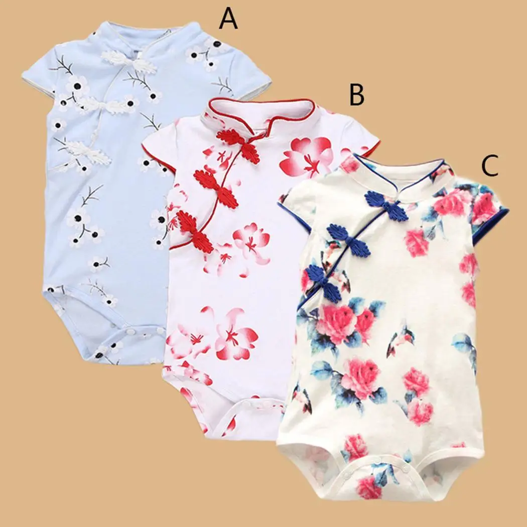 Toddler Baby Girls Bodysuit Short-Sleeve Onesie Eiffel Tower Print Rompers Summer Pajamas
