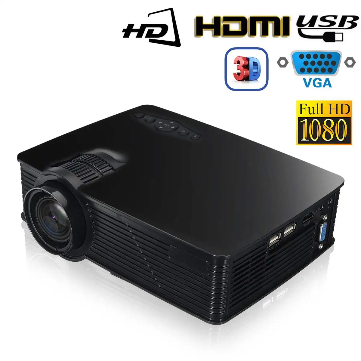 Portable 3000 Lumens HD 1080P 3D Multimedia Projector LED Home Theater HDMI USB Home Theatre System