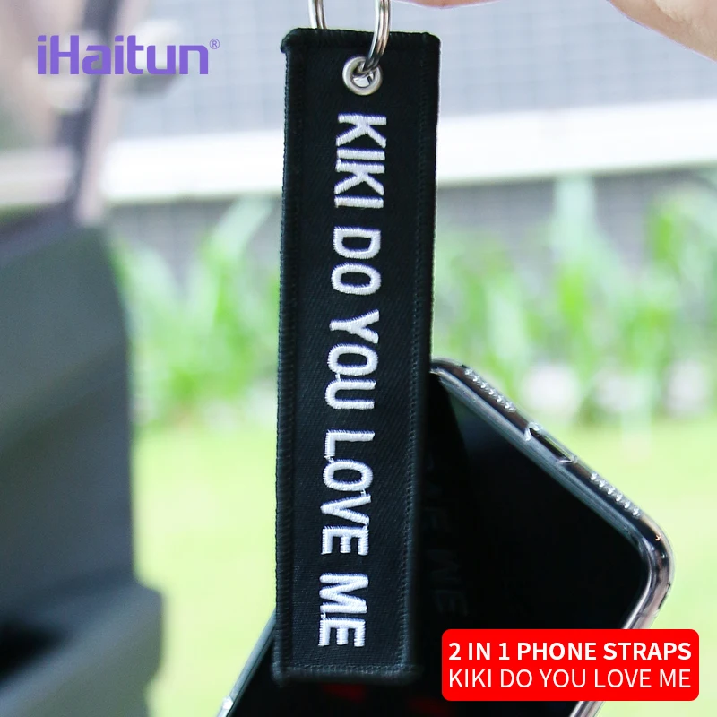 

iHaitun Mobile Phone Straps For iPhone XS MAX XR X Lanyard Tags For Xiaomi Samsung KIKI Finger Ring Holder Embroidery Keychain