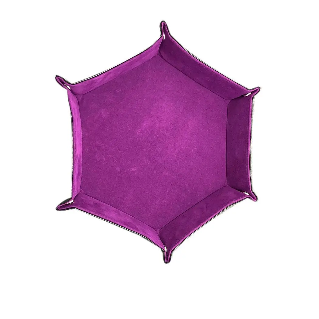 

Artificial Leather Folding Hexagon Dice Tray Purple Desktop Storage, Tweezers Dice Hexagonal Box Solid