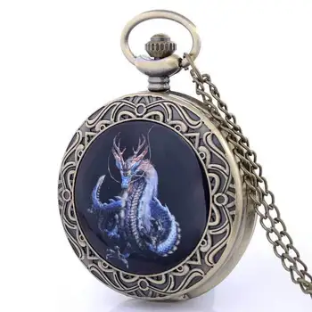 

IBEINA Full Hunter Quartz Engraved Fob Retro Pendant Pocket Watch Gift With Chain