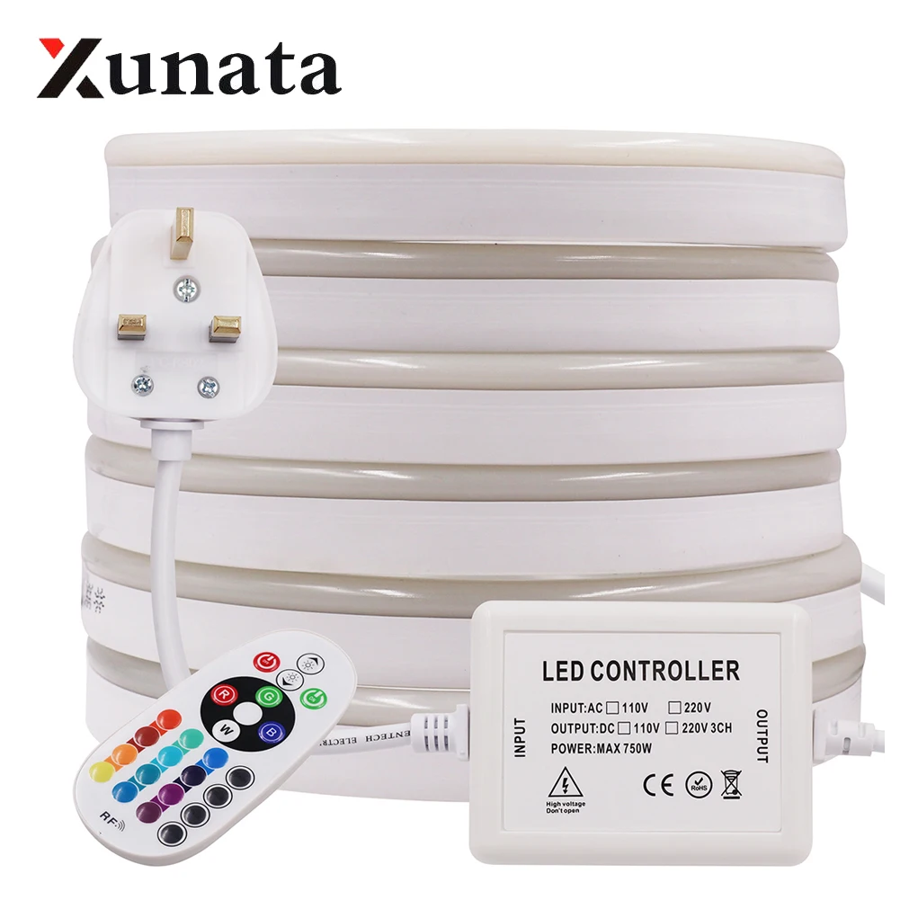 #Best RGB Neon Light 220V UK Plug SMD 2835 Flexible LED Neon Sign LED Strip Light With IR Remote Festival Decoration Neon Lights
