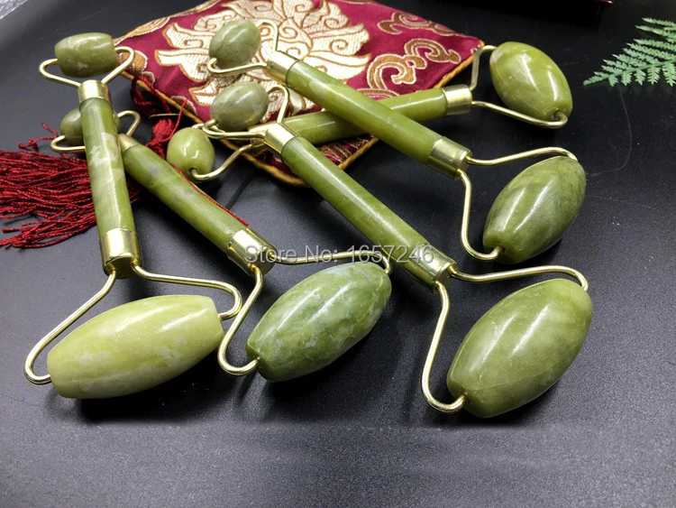 Double Head Green Jade Roller Elliptical Massager Eye Face Neck Facial Slimming Thin face Beauty Health Care Tools for Gift | Дом и сад