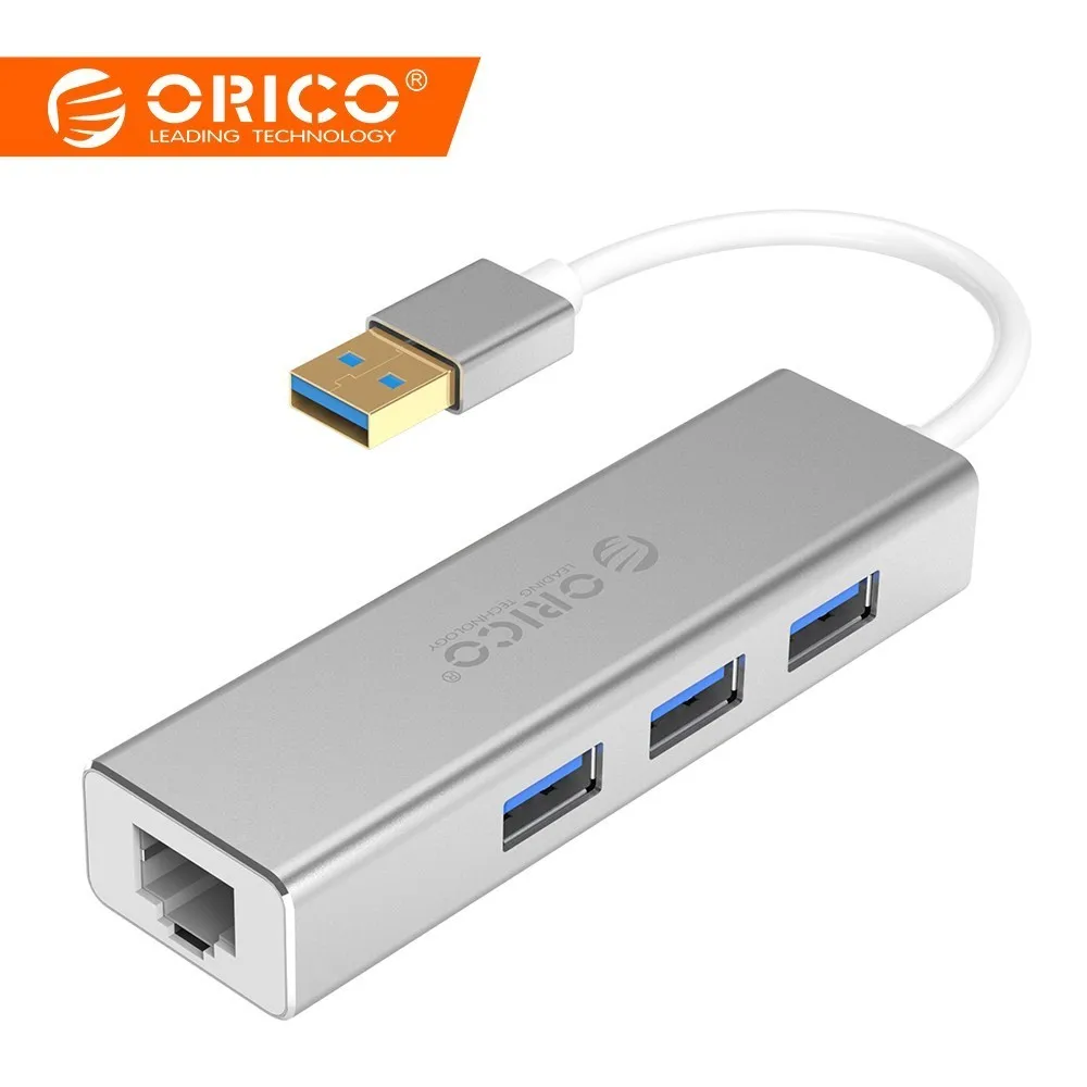

ORICO 4 in 1 Port USB3.0 Gigabit Ethernet Adapter + USB3.0 HUB Aluminum Alloy USB 3.0 Ethernet Adapter For Laptop Mobile Phone