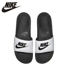 Nike BENASSI JDI черно-белый Спортивные Тапочки Нескользящие удобные сандалии #343880