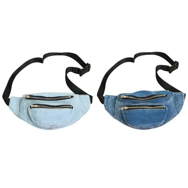 

Denim Women Belt Waist Pack Chest Bag Casual Shoulder Messenger Fanny Purse
