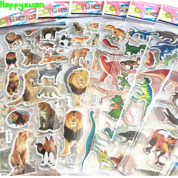 

Happyxuan 24pcs Kids 3D Bubble Puffy Stickers Wild Animals Mixed Cartoon Dinosaurs School Teachers Reward Boys Cool Classic Toy