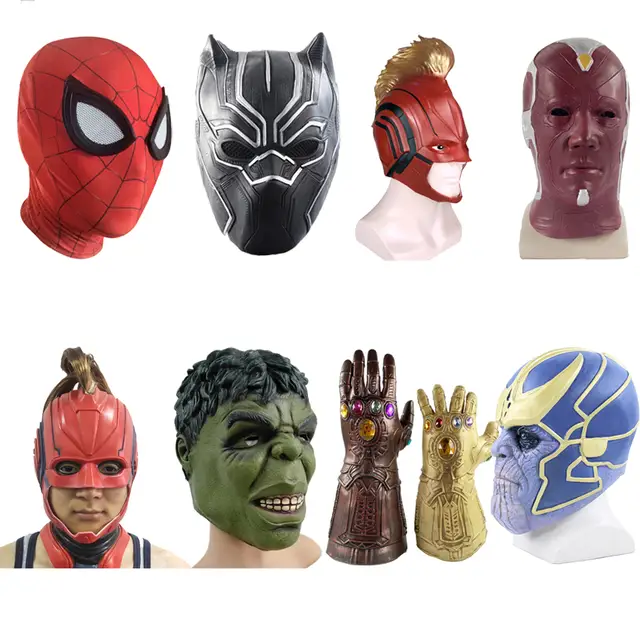 Avengers Endgame Legend Captain Marvel Spiderman Iron Man Hulk Black Panther Infinity Gauntlet Adult Fancy Latex Mask Helmet