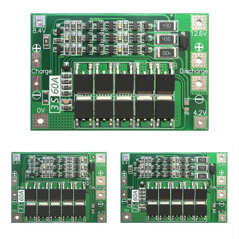 

3S 12.6V 60A Lithium Battery Charger Protection Board Module 18650 Li-ion Battery Cell Charging BMS Balanced Version