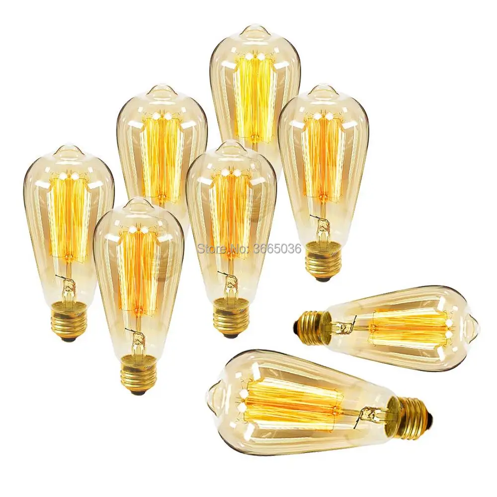 ST64 диммируемая лампа EDISON ЛАМПЫ винтажный свет Янтарный 60 Вт Настенный бра люстра
