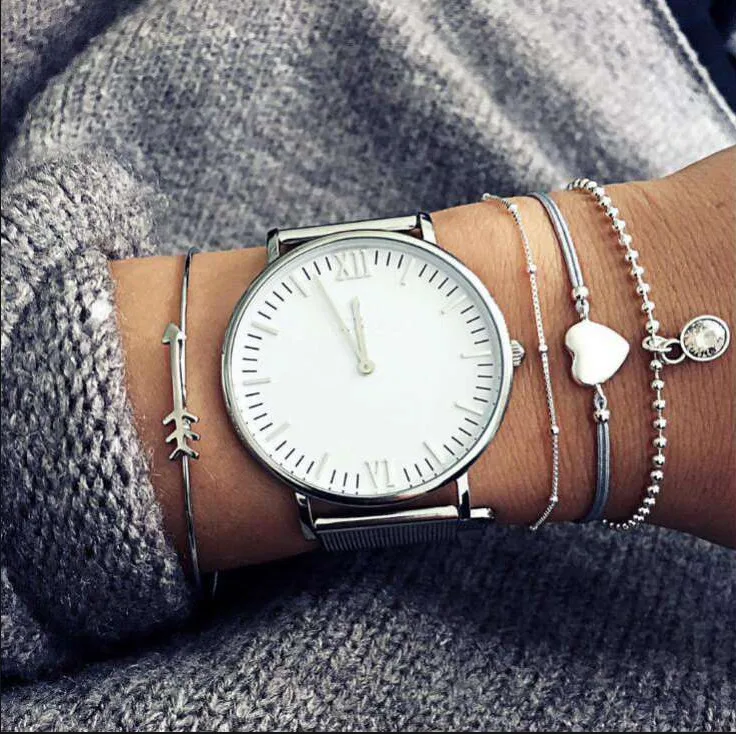 

Bohemian Handmade Bracelet Watch Heart And Arrow Bracelet Sets Women Watch Bracelet Chain Bracelets Jewelry Christmas Gift